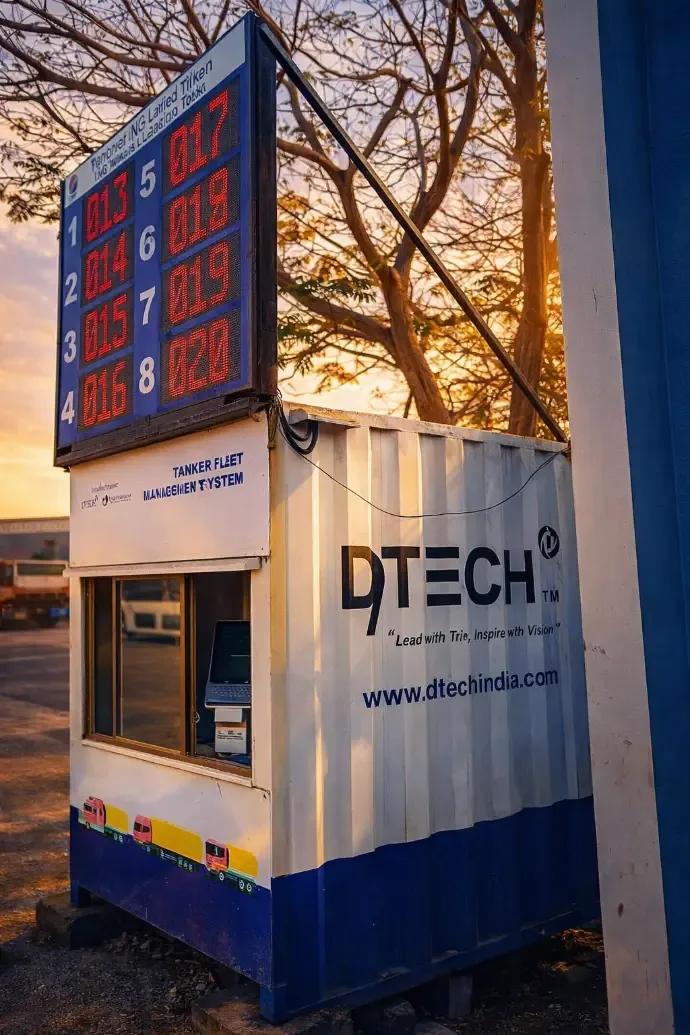 D-TECH Tanker Fleet Management System cabin with an LED token board